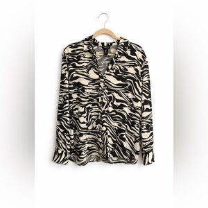 NWT Rachel Zoe Black and White Zebra Print Women's Top, Size XL